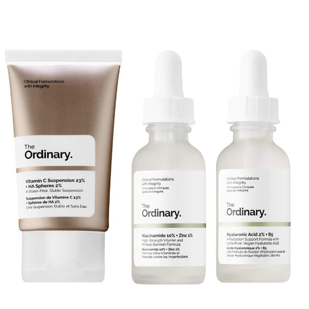 The Ordinary contains a Vitamin C cream, Hyaluronic Acid serum